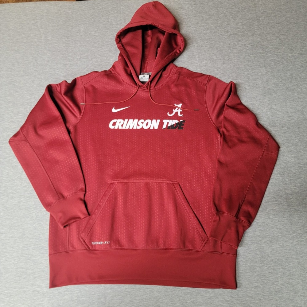 Nike Alabama Hoodie Mens Large Crimson Tide Therma-Fit Red Sweatshirt